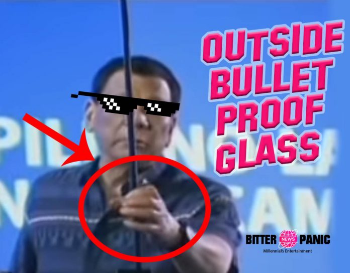 Duterte on bullet proof glass