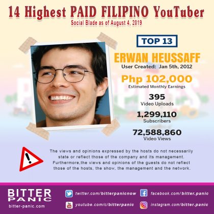14 Highest PAID FILIPINO YouTuber - Erwan Heussaff